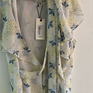 Floral Ruffle Dress in Blue and Yellow